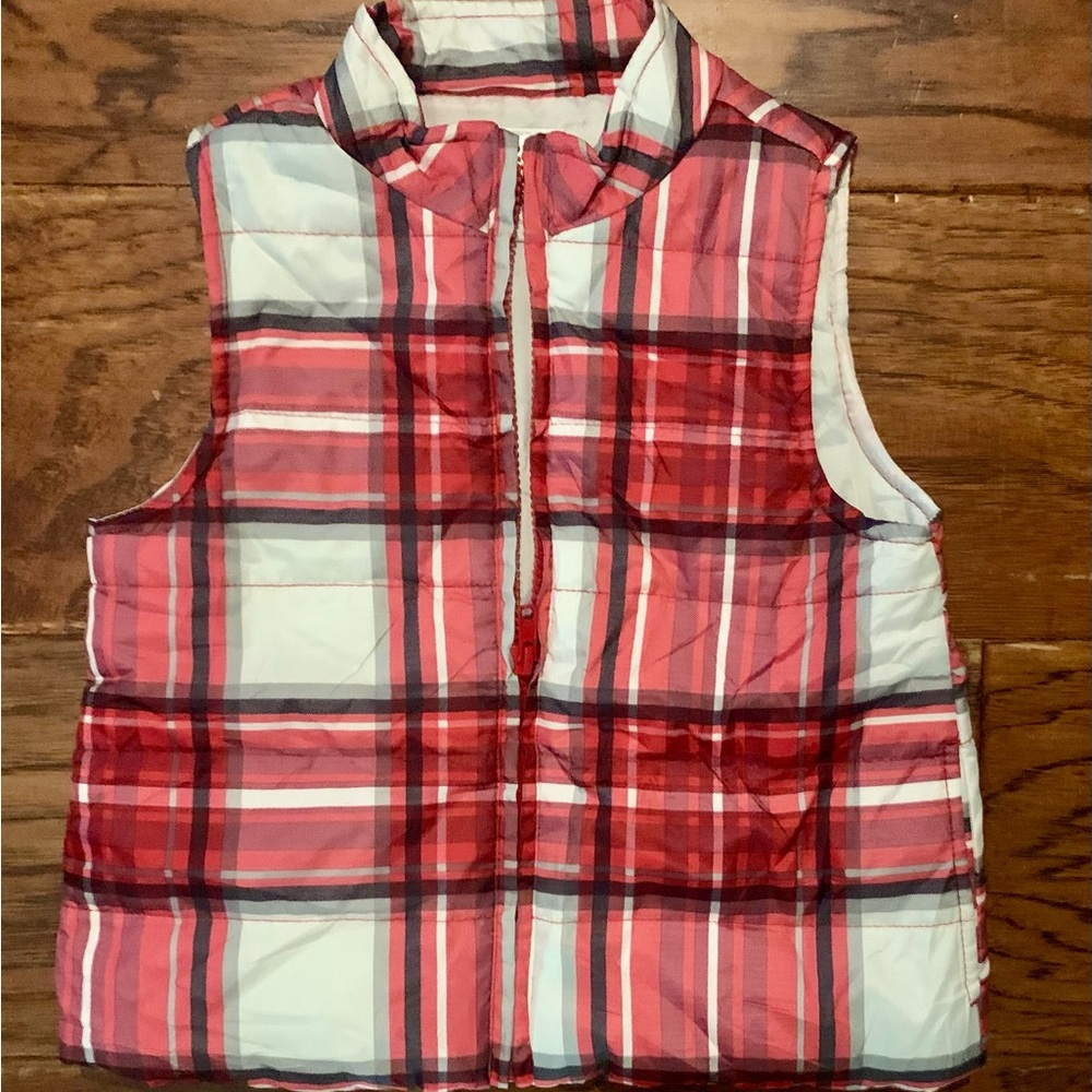 Gymboree Full Zip Red Plaid Winter Ski Vest Size XS 4T